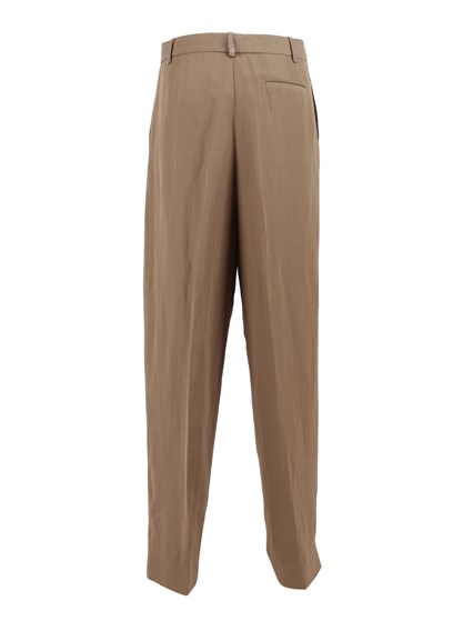 FABIANA FILIPPI VISCOSE LINEN DOUBLE PLEAT WIDE TROUSERS