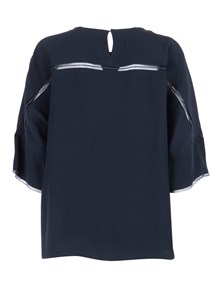 FABIANA FILIPPI ENVER SATIN SHORT SLEEVE TOP,TULLE AND FILO DIAMANTE DETAIL