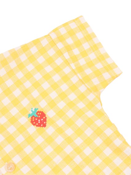 Bobo Choses Pixel Strawberry vichy woven blouse