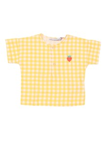 Bobo Choses Pixel Strawberry vichy woven blouse
