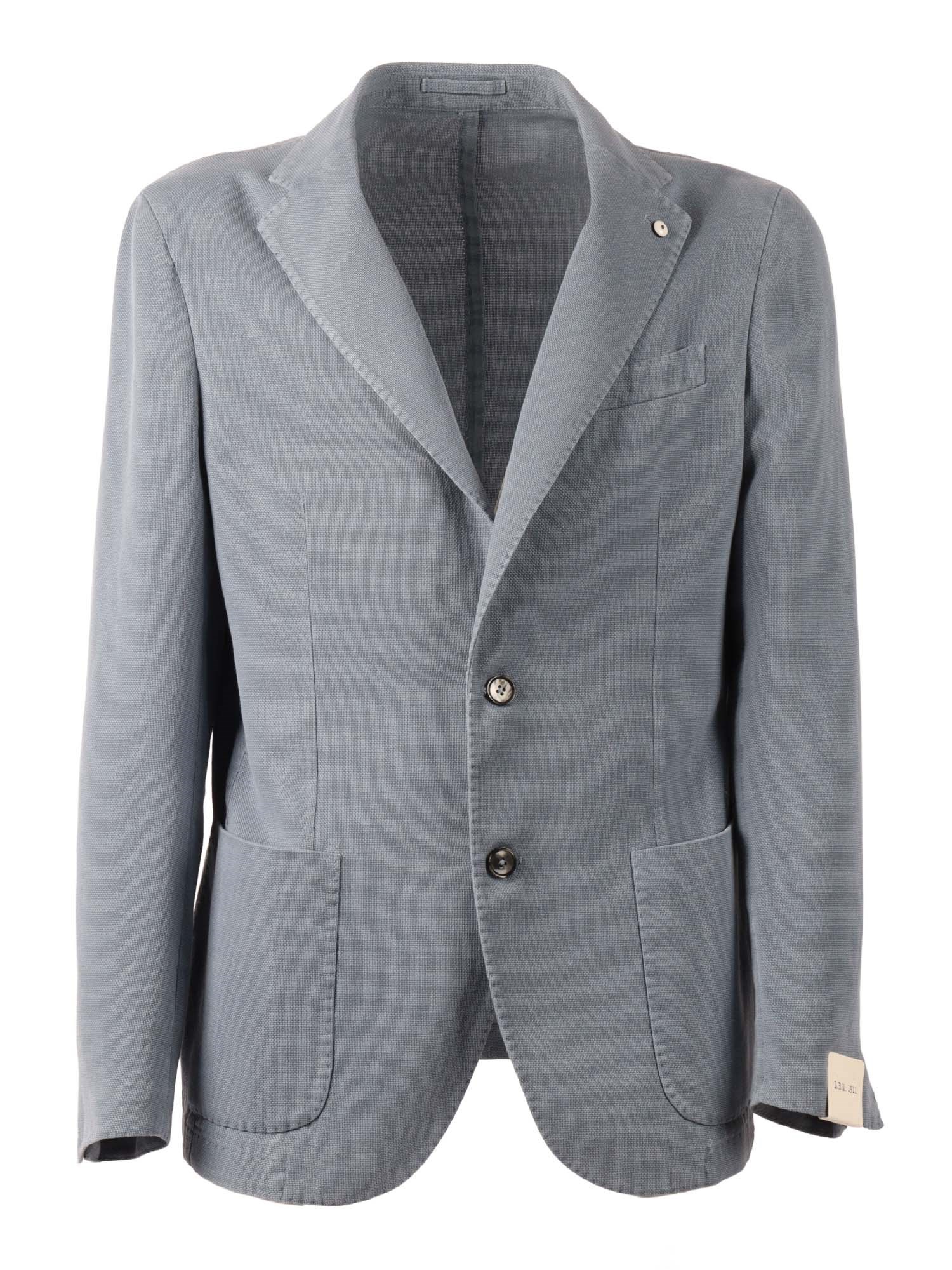 L.b.m 1911 Structured Drop S Notched Jacket In Gray