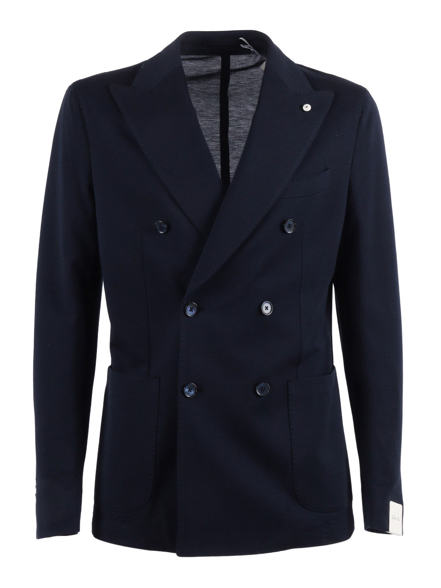 L.b.m 1911 Double Breasted Structured Blazer In Blue