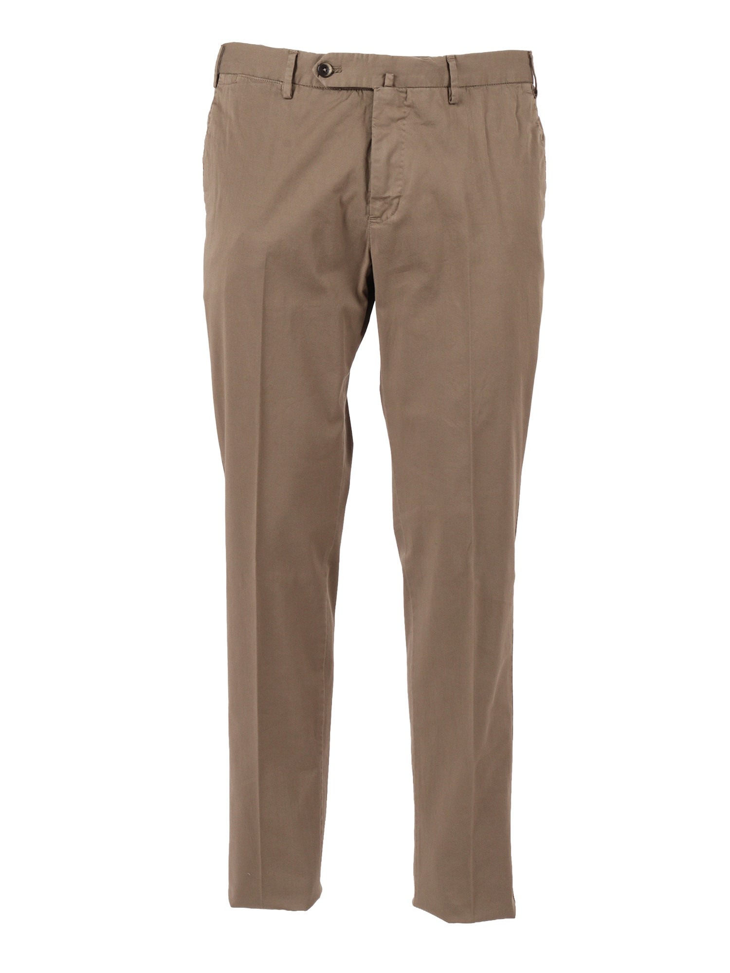 Pt01 Slim Flat Front Straight-leg Pants In Brown