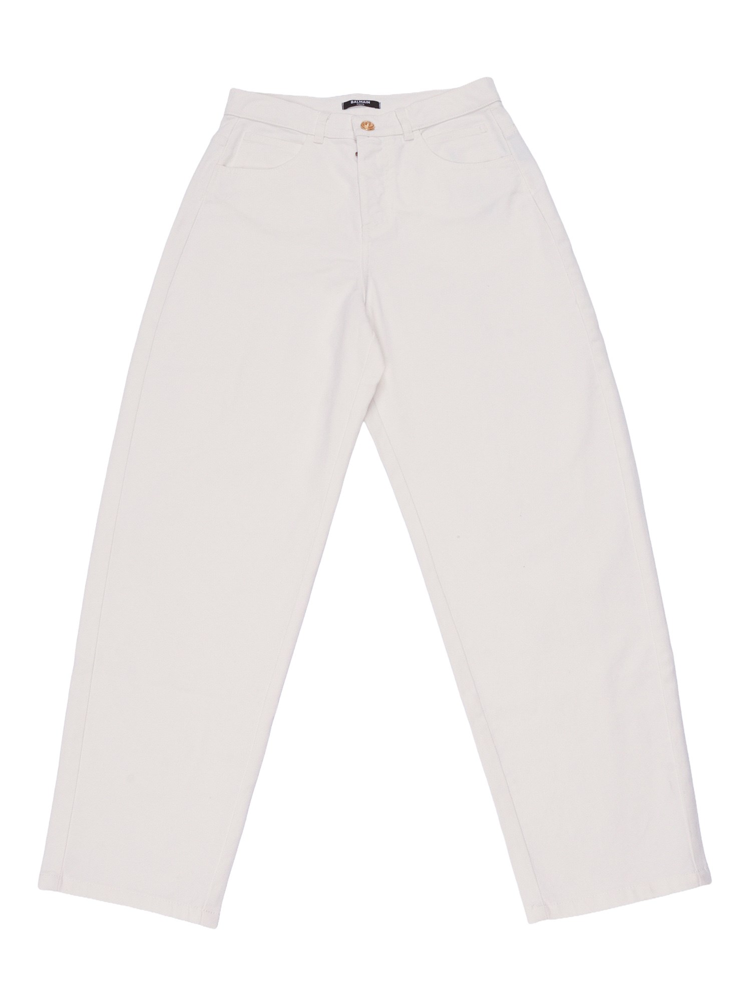 Balmain Button-embellished Jeans In White