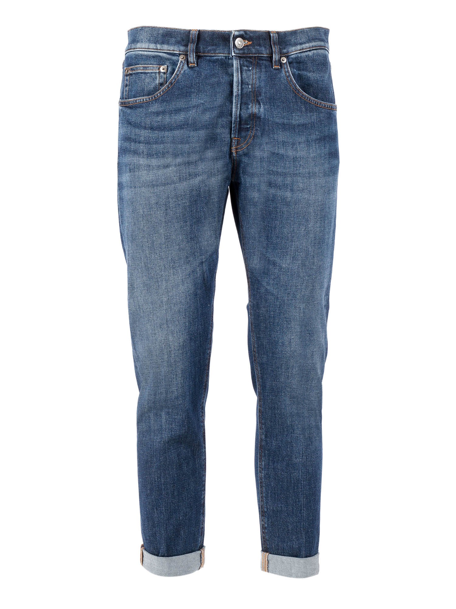 Dondup Medium Blue Icon Rolled Jeans In Blue