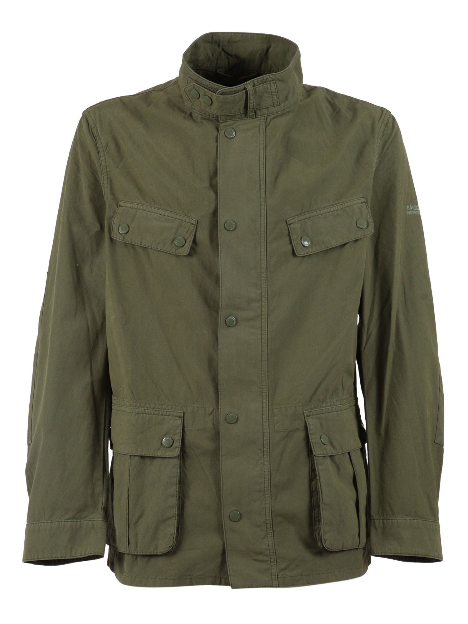 Barbour Burnt Olive Solid Band Collar Jacket In Green