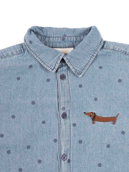 MINI RODINI Lw denim dots aop ls shirt