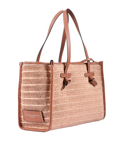 MARCELLA GIANNI CHIARINI LEATHER AND FABRIC BAG