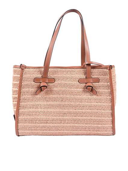 MARCELLA GIANNI CHIARINI LEATHER AND FABRIC BAG