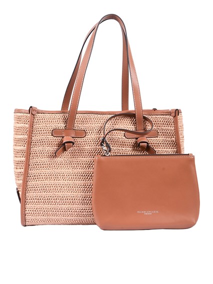 MARCELLA GIANNI CHIARINI LEATHER AND FABRIC BAG