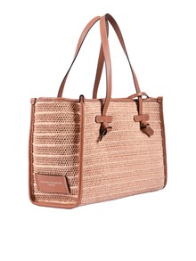 MARCELLA GIANNI CHIARINI LEATHER AND FABRIC BAG