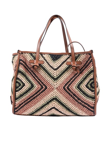 MARCELLA GIANNI CHIARINI LEATHER AND FABRIC BAG