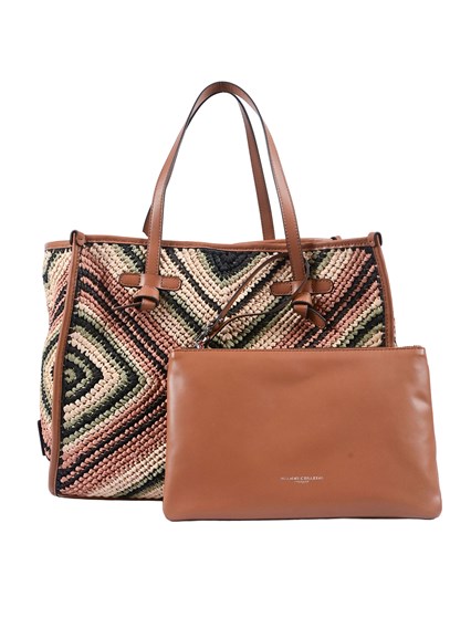 MARCELLA GIANNI CHIARINI LEATHER AND FABRIC BAG