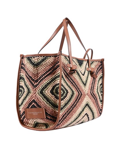 MARCELLA GIANNI CHIARINI LEATHER AND FABRIC BAG