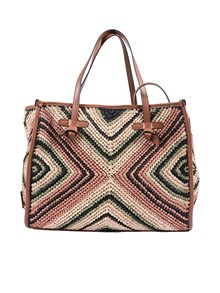 MARCELLA GIANNI CHIARINI LEATHER AND FABRIC BAG