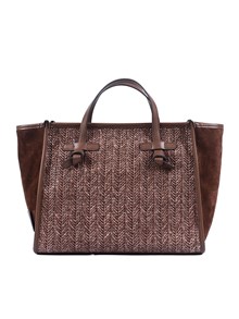 MARCELLA GIANNI CHIARINI LEATHER AND FABRIC BAG