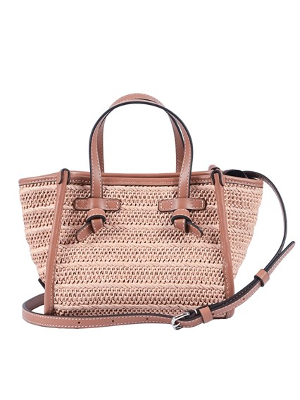 MARCELLA GIANNI CHIARINI LEATHER AND FABRIC BAG