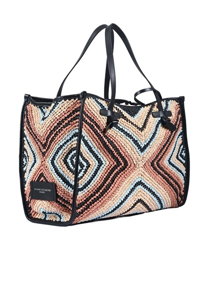 MARCELLA GIANNI CHIARINI LEATHER AND FABRIC BAG