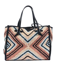 MARCELLA GIANNI CHIARINI LEATHER AND FABRIC BAG