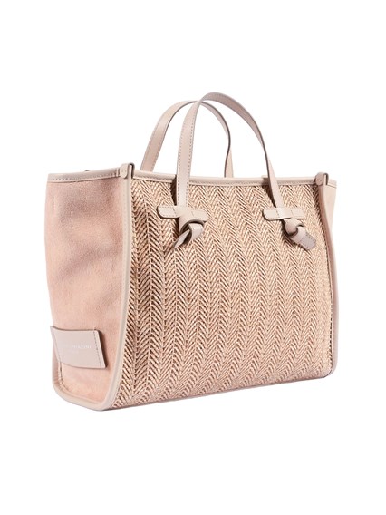 MARCELLA GIANNI CHIARINI LEATHER AND FABRIC BAG