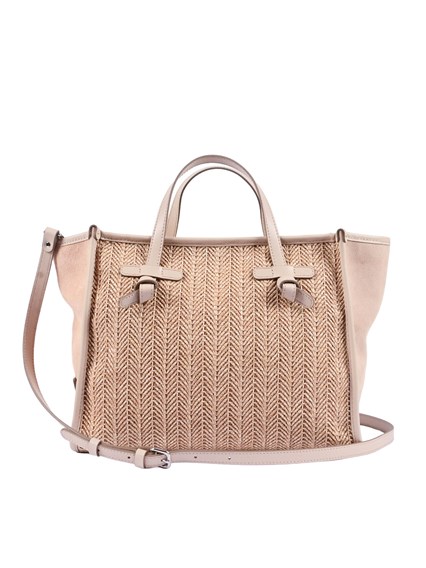 MARCELLA GIANNI CHIARINI LEATHER AND FABRIC BAG