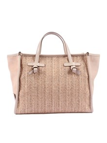 MARCELLA GIANNI CHIARINI LEATHER AND FABRIC BAG