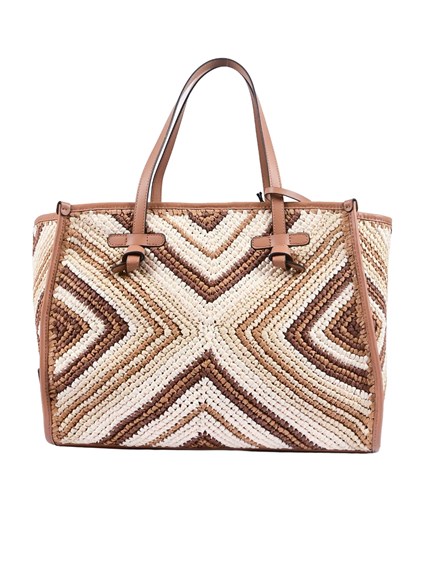 MARCELLA GIANNI CHIARINI LEATHER AND FABRIC BAG