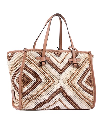 MARCELLA GIANNI CHIARINI LEATHER AND FABRIC BAG