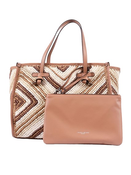 MARCELLA GIANNI CHIARINI LEATHER AND FABRIC BAG