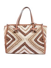 MARCELLA GIANNI CHIARINI LEATHER AND FABRIC BAG