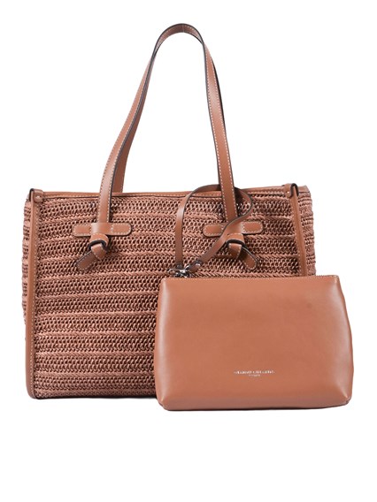 MARCELLA GIANNI CHIARINI LEATHER AND FABRIC BAG