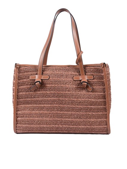 MARCELLA GIANNI CHIARINI LEATHER AND FABRIC BAG