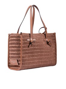 MARCELLA GIANNI CHIARINI LEATHER AND FABRIC BAG