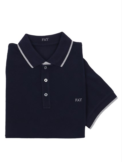 Fay POLO DB COLLAR PIQUET STR. STRIPES