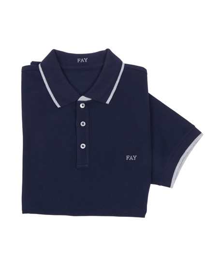 Fay POLO DB COLLAR PIQUET STR. STRIPES