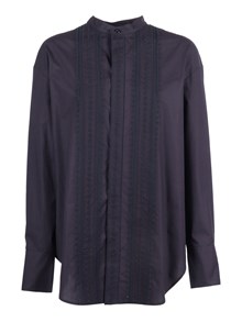 FORTE FORTE Masculine poplin shirt with "les fleurs" embroidery