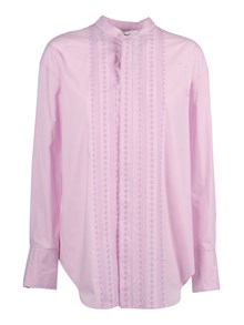 FORTE FORTE Masculine poplin shirt with "les fleurs" embroidery