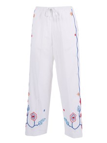 FORTE FORTE Poplin trousers with "broderie en r�ve" embroidery