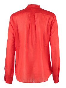 FORTE FORTE Henley shirt in cotton/silk voile with lace details