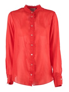 FORTE FORTE Henley shirt in cotton/silk voile with lace details