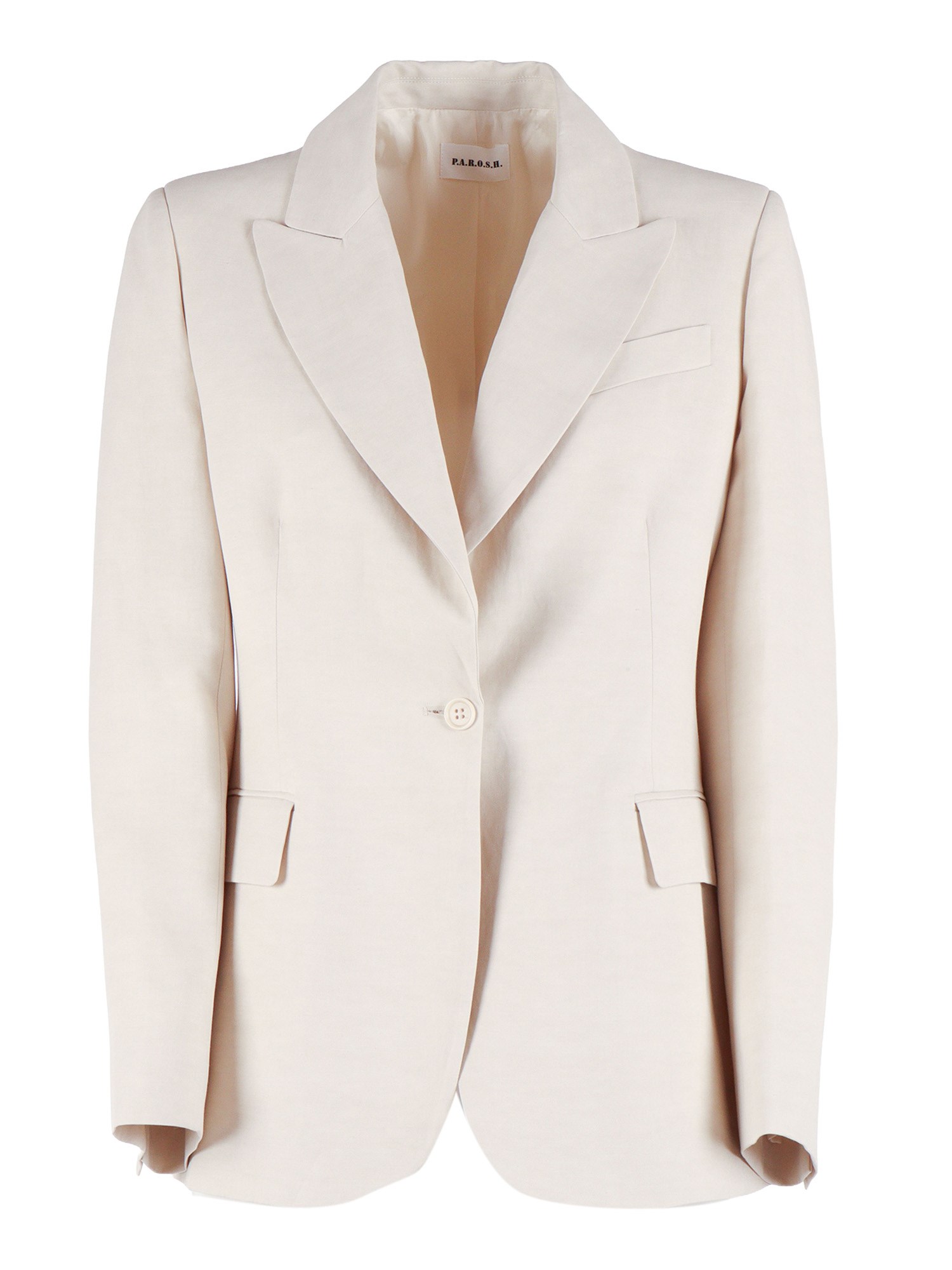 P.a.r.o.s.h Single Breasted Structured Shoulder Blazer In Neutral