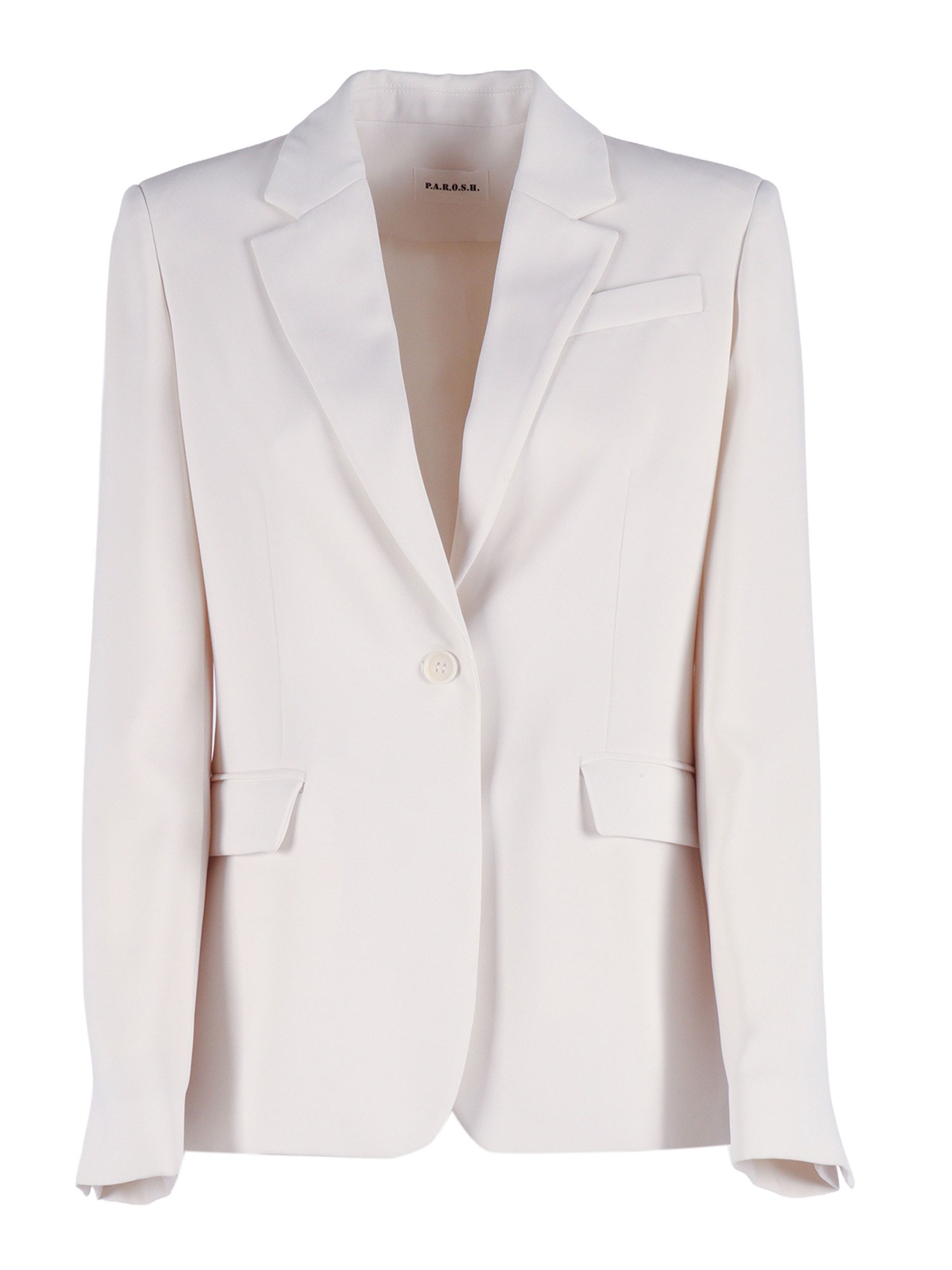 P.a.r.o.s.h Single Breasted Structured Shoulder Blazer In White