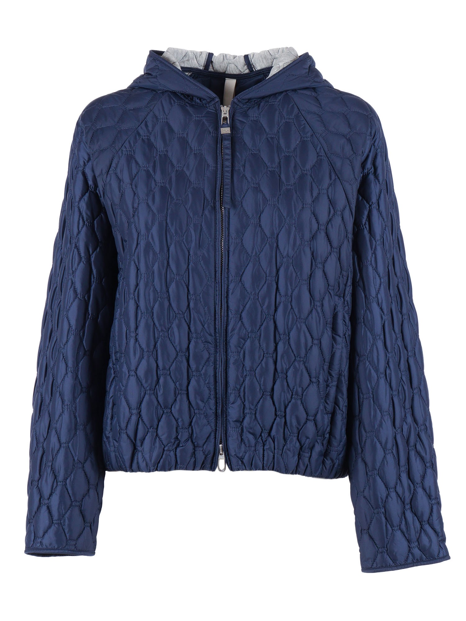 Duno Diamond Pattern Hooded Quilted Down Jacket In Blue