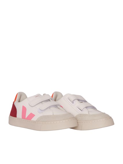 Veja SMALL V-12 LEATHER WHI_MULT-MARSALA SNEAKERS