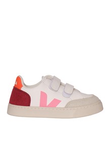 Veja SMALL V-12 LEATHER WHI_MULT-MARSALA SNEAKERS