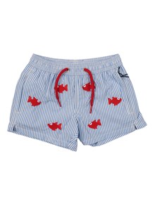 Mc2 Saint Barth JEAN EMBROIDERY-SEERSUCKER FISH STRIPES S 31