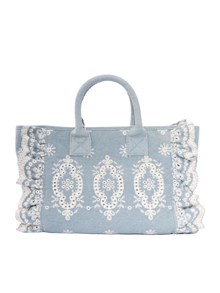 Mc2 Saint Barth COLETTE VOLANT N-SANGALLO FLOWERS DENIM EMB