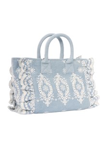 Mc2 Saint Barth COLETTE VOLANT N-SANGALLO FLOWERS DENIM EMB