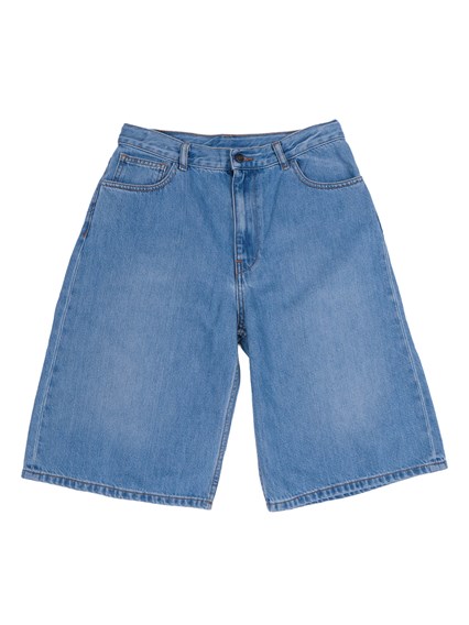 PALM ANGELS KIDS LOGO BAGGY DENIM BERMUDA GIRL