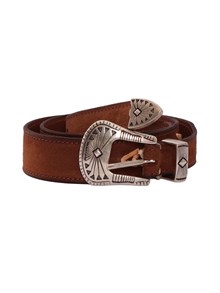ALBERTO LUTI CINTURA WESTERN IN SUEDE CON INSERTI IN PELLE E BORCHIE